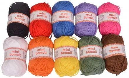 Järbo Minibomull Garnpakke 13 Basis farver 10g - 10 stk - Järbo Minibomull Garnpakke 13 Basis Farver